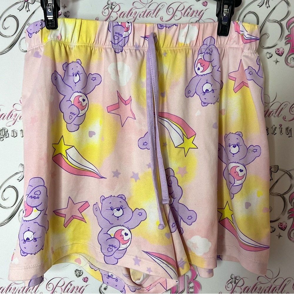 Care Bears Shorts moon stars bears printed pj bottoms cute rare comfy wish bear